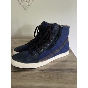 Diesel Men’s D-String High Top Sneakers Blue Stripe Suede blue lace up size 13